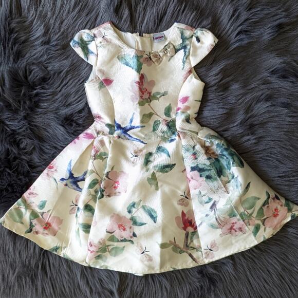 Hop Floral Print Satin Party Dress Sz 4-5 years - Picture 1 of 3